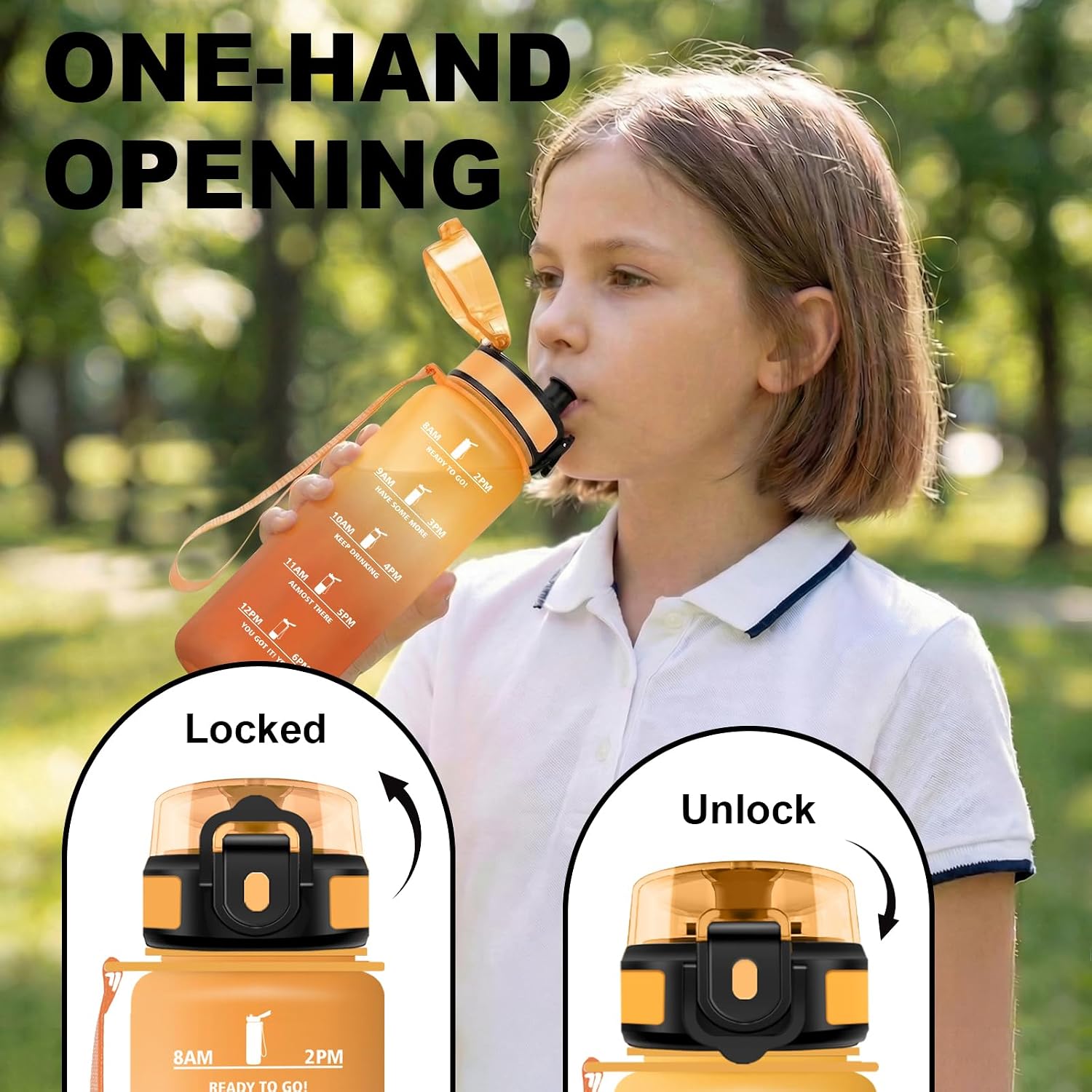 Thumbnail 2 de JAPORIA Gourde Sport 500 ml sans BPA avec filtre et marquage du temps