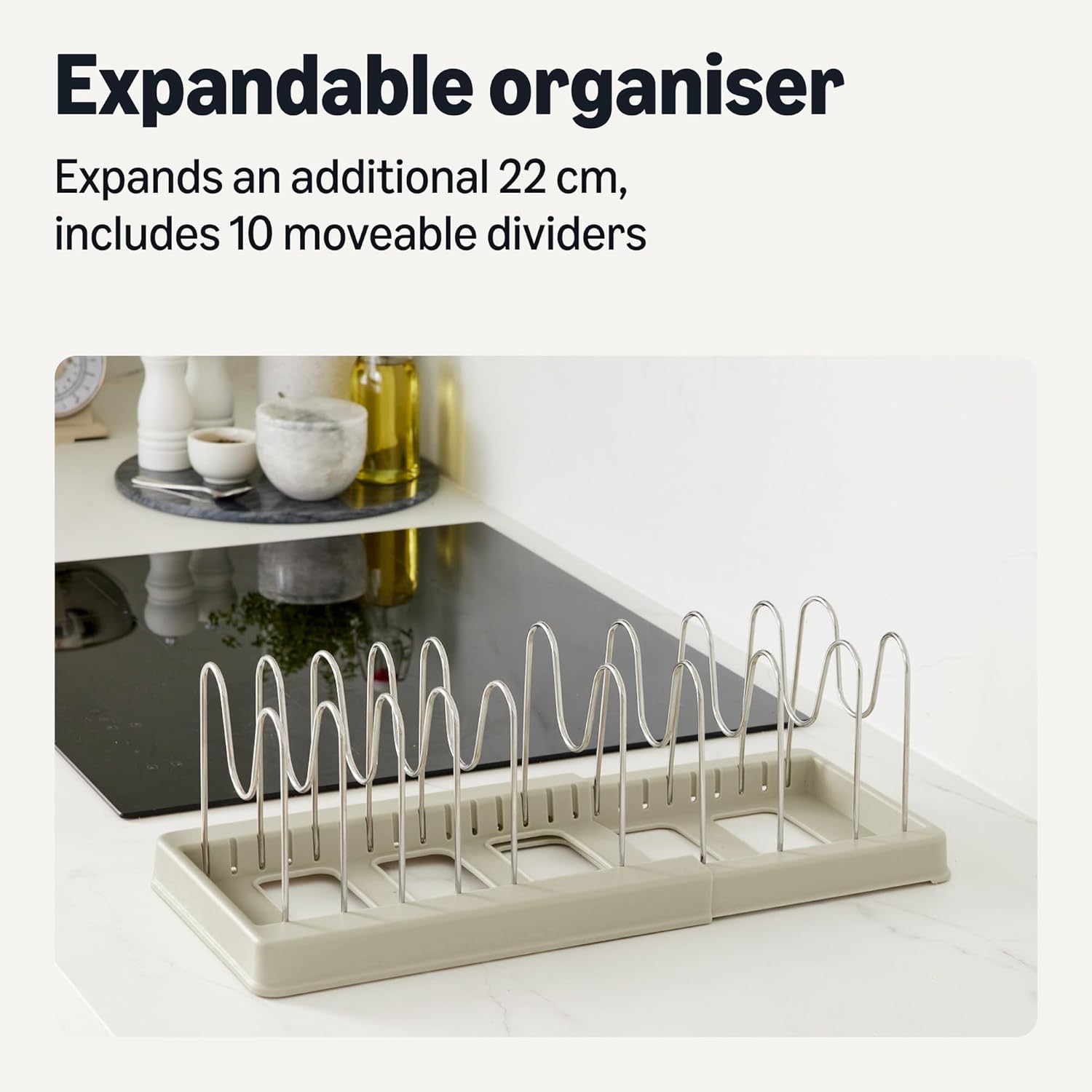 Thumbnail 1 de Amazon Basics Cookware and Bakeware Organizer with 10 Dividers — Stainless Steel, Expandable from 31cm to 52.8cm