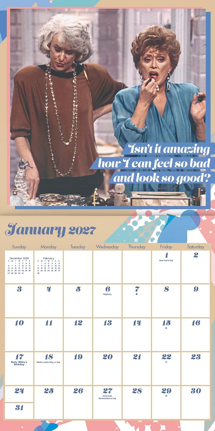 Detalle 2 de 2027 Golden Girls Wall Calendar, 16-Month Layout, 12" x 12