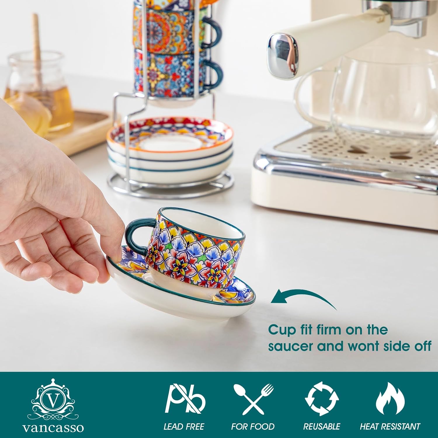 Detalle de vancasso Espresso Cup Set, 2.5 oz
