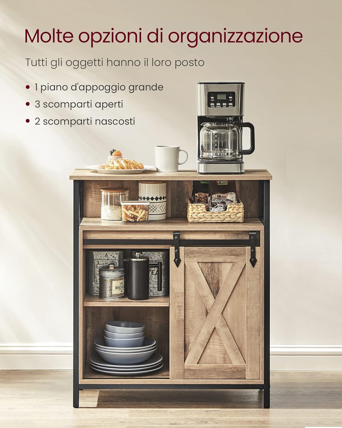 Detalle 2 de VASAGLE Credenza Da Cucina 30x70x80 cm