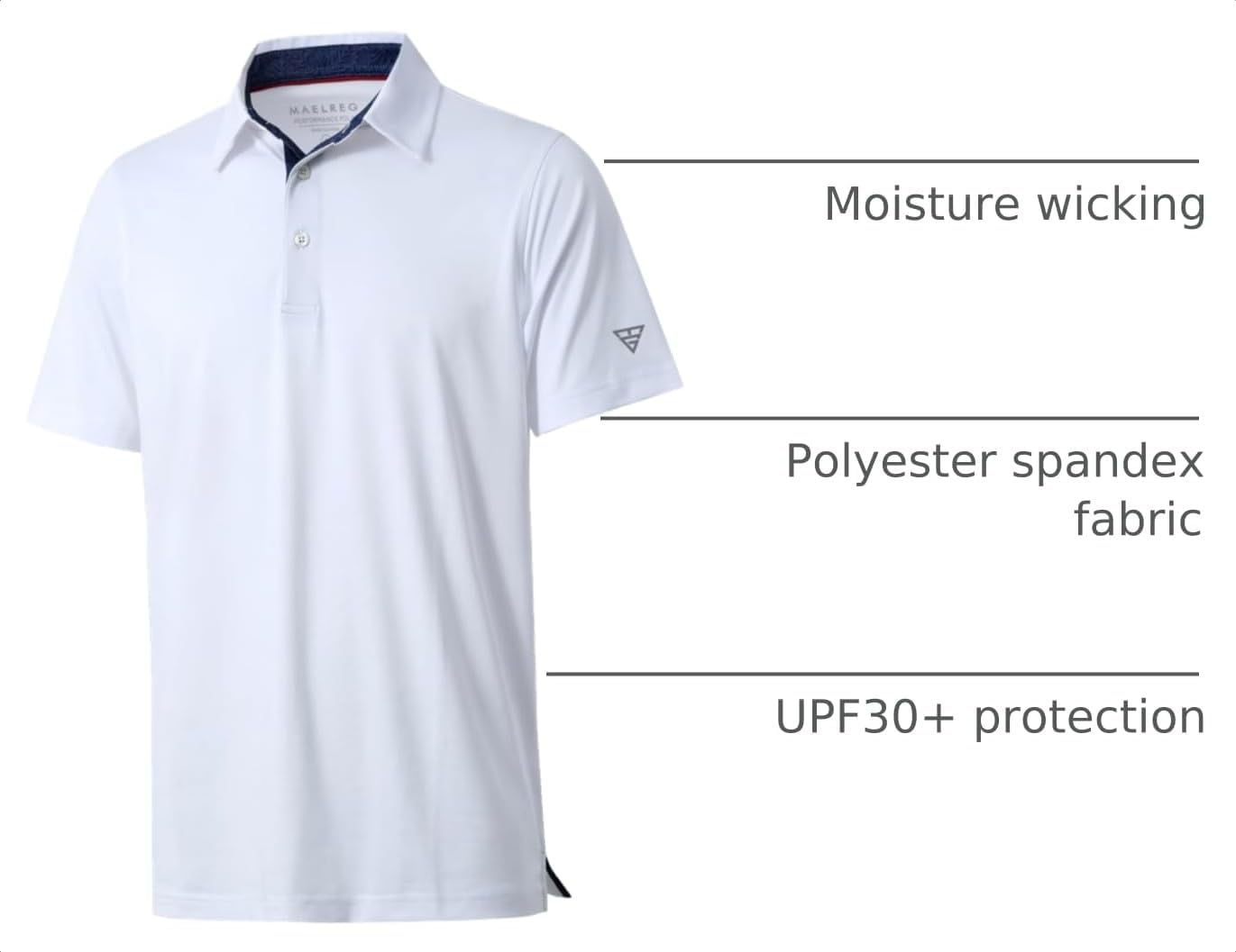 Detalle de Men’s Short & Long Sleeve Dry-Fit Polo Shirts (Solid, Contrast Collar) — Performance Casual Golf Polos