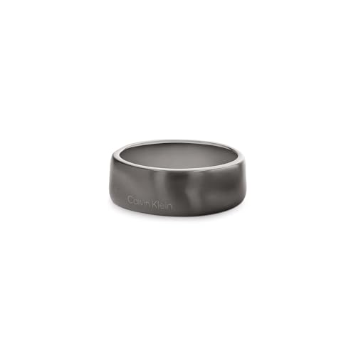 Detalle de Calvin Klein Bague CK Metallic Waves – Acier inoxydable et placage GunMetal IP
