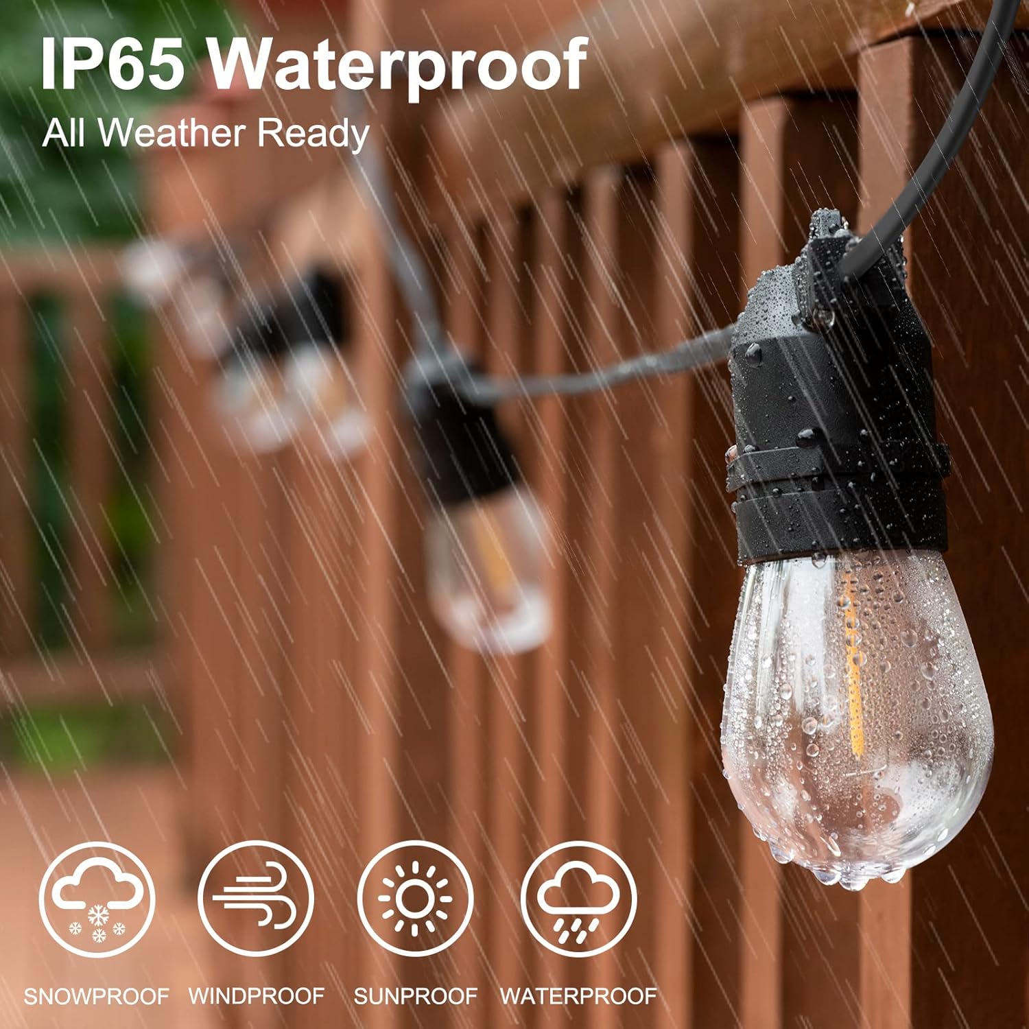 Thumbnail 2 de alitade 2 Pack x 27Ft Outdoor String Lights, S14 LED, IP65 Waterproof, Connectable, Warm White