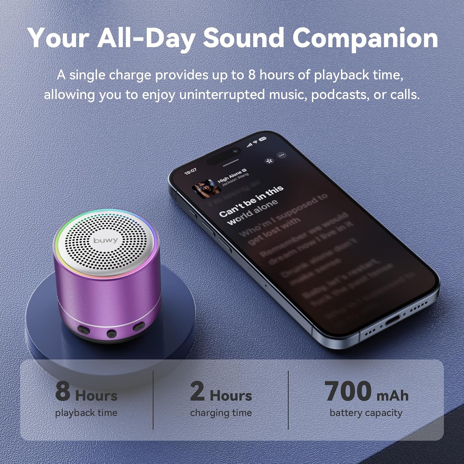 Detalle de buwy Mini Bluetooth Lautsprecher – kompakter Allrounder mit IPX7 und True Wireless Stereo