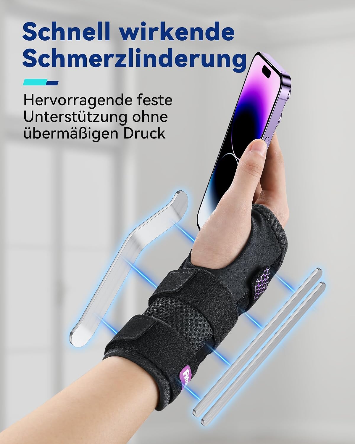 Detalle 2 de Fitomo Handgelenkbandage mit 3 Metallschienen