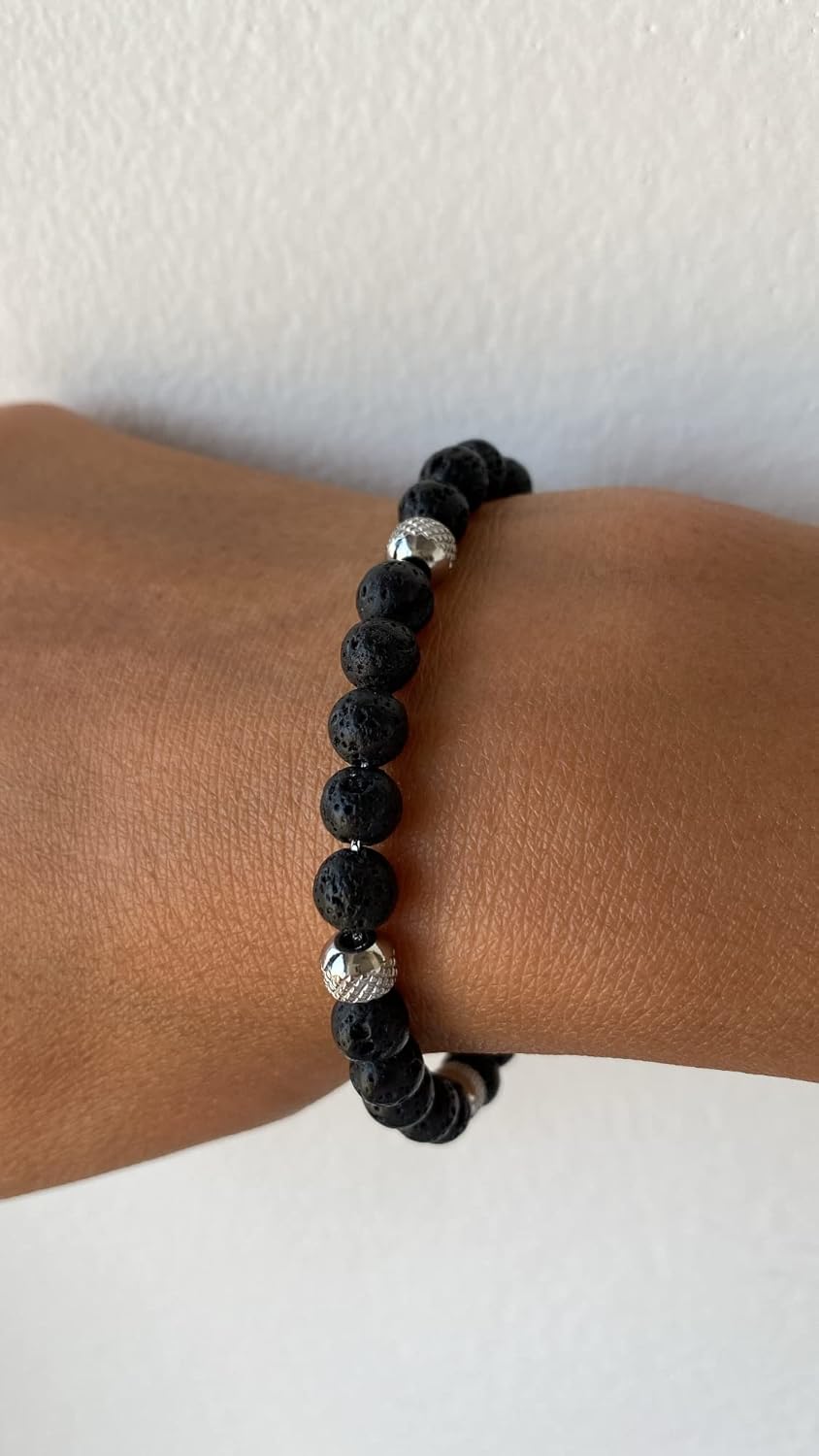 Thumbnail 4 de 10:10 Bracciale pietra lavica 21 cm