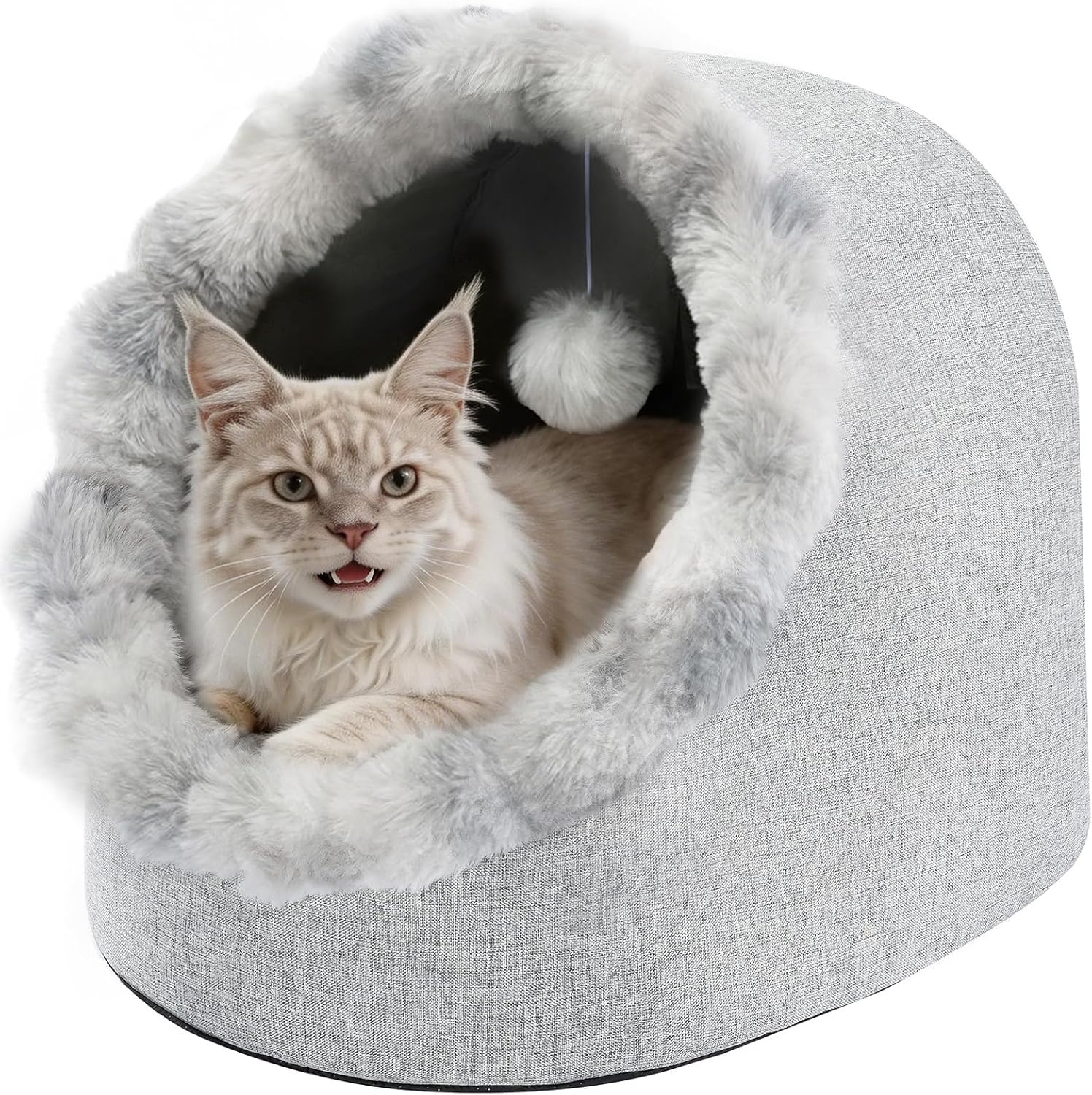 Detalle de Avont Cat Bed Cave for Indoor Cats (Medium/Large) – Semi-Enclosed Comfort With Removable Washable Cushion