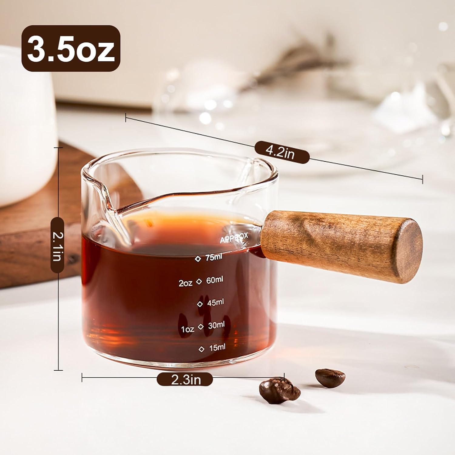 Detalle 2 de PARACITY expresso shots cups espressomaatglas met dubbele tuit en schaalverdeling