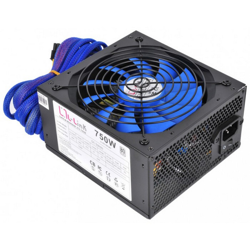 Detalle de L-Link ATX 750W 80 Plus: fuente de alimentación para PC con alta eficiencia y buena disipación