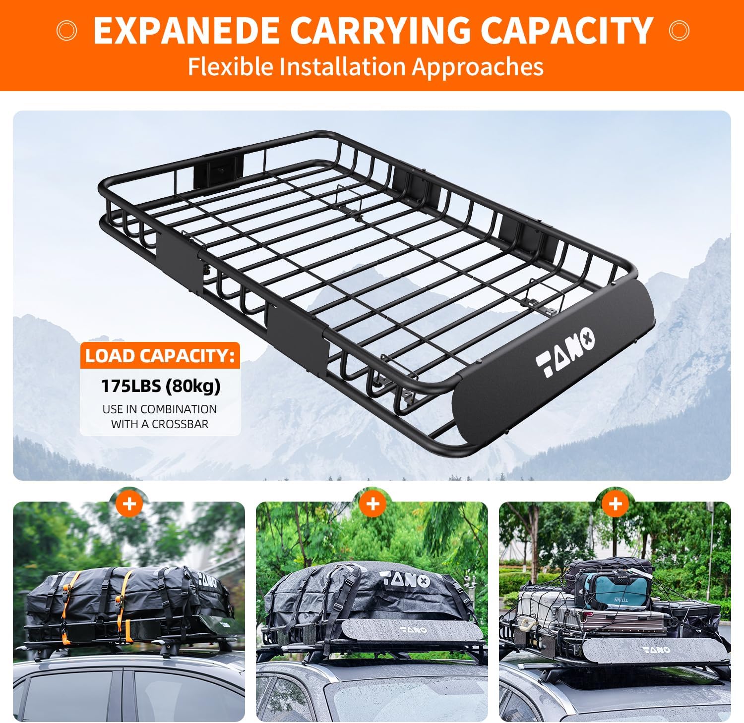 Detalle 1 de TANX Roof Cargo Basket, 51 x 36 x 5 Inches