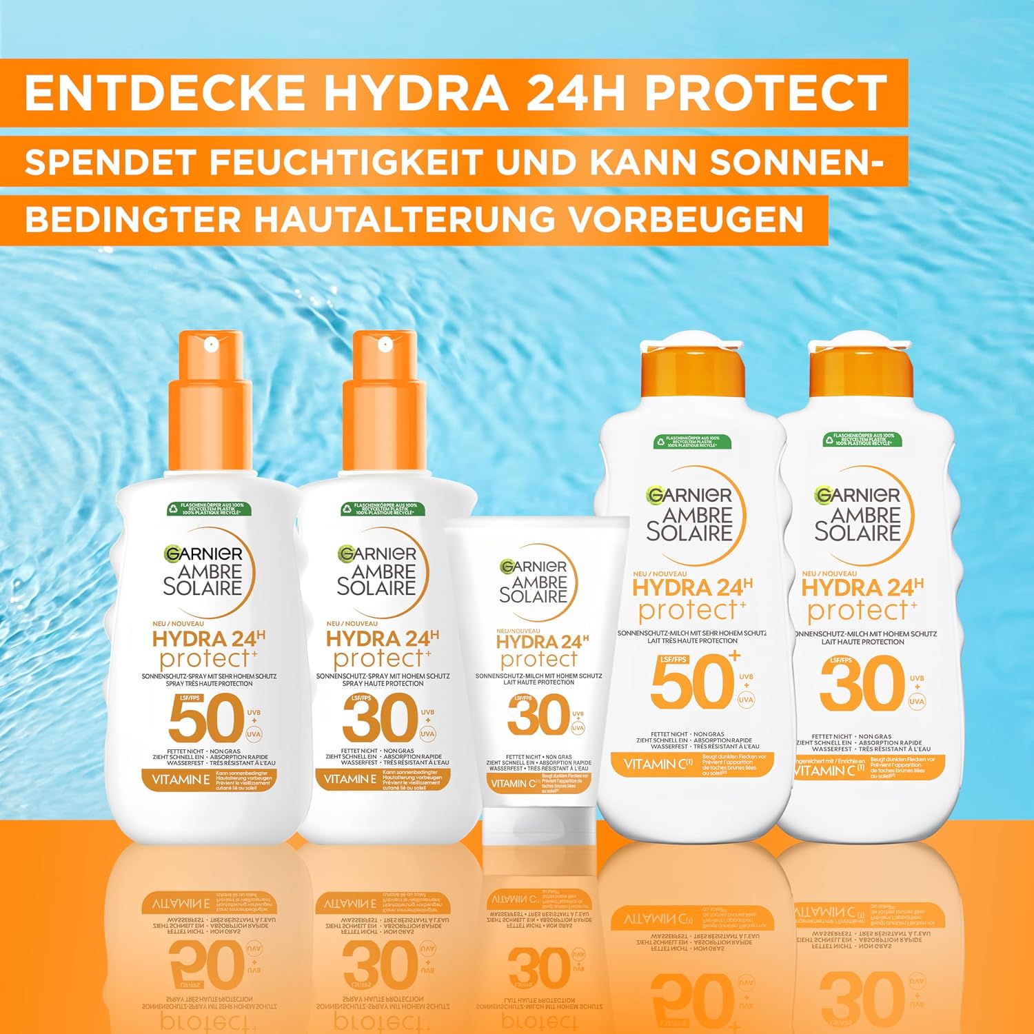 Detalle 2 de Garnier Ambre Solaire Hydra Protect+ Sonnenschutz-Milch LSF 30 (24h) – Schutz vor UVA/UVB mit Vitamin C, 175 ml (2er-Pack)