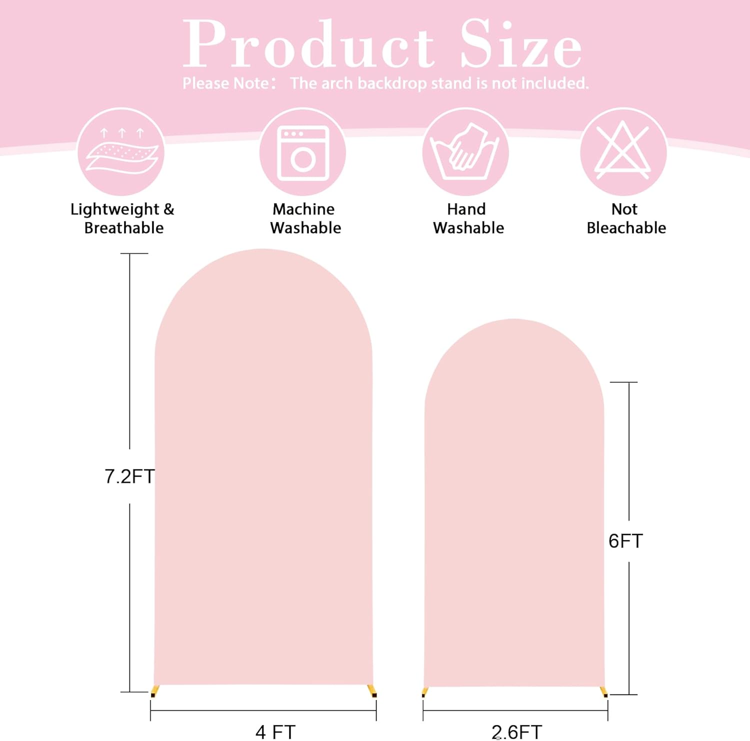 Thumbnail 4 de Pink Arch Cover 2 Set - Stretchy Spandex Backdrop Covers for 7.2ft and 6ft Arch