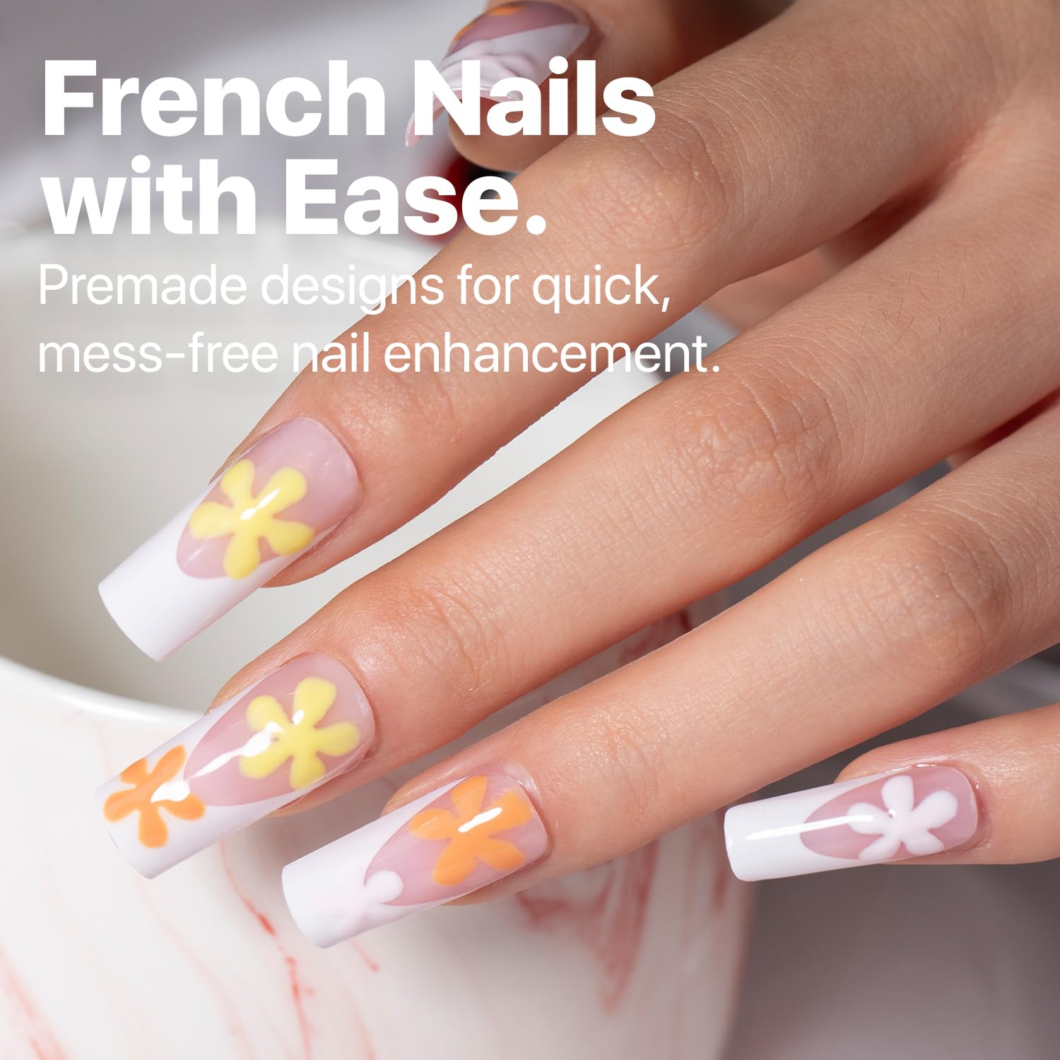 Detalle 2 de SXC Cosmetics French Tip Press On Nails Pink Series (Medium Square) X-Pro Tips Starter Kit