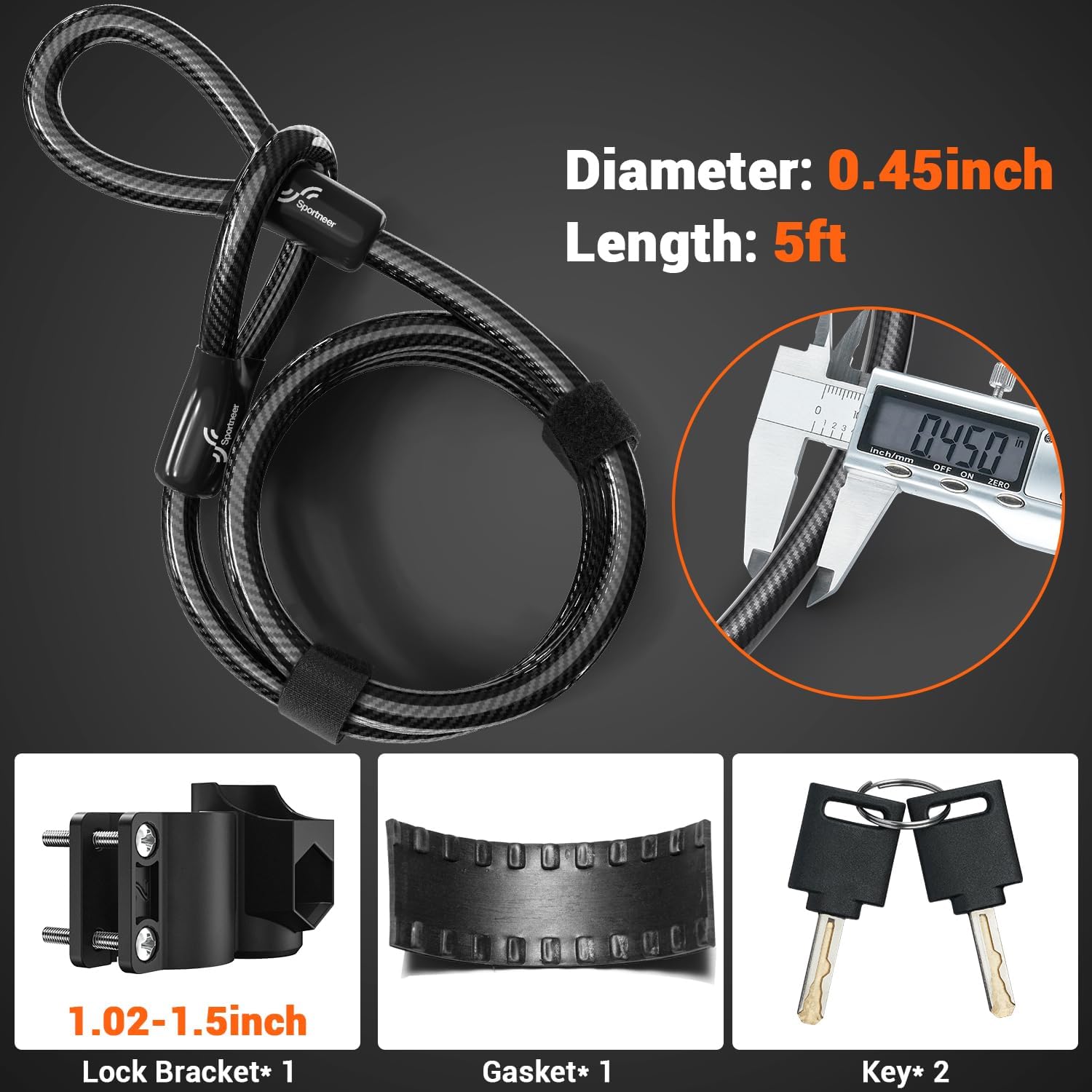 Detalle 2 de Sportneer Bike Lock 17mm D Lock