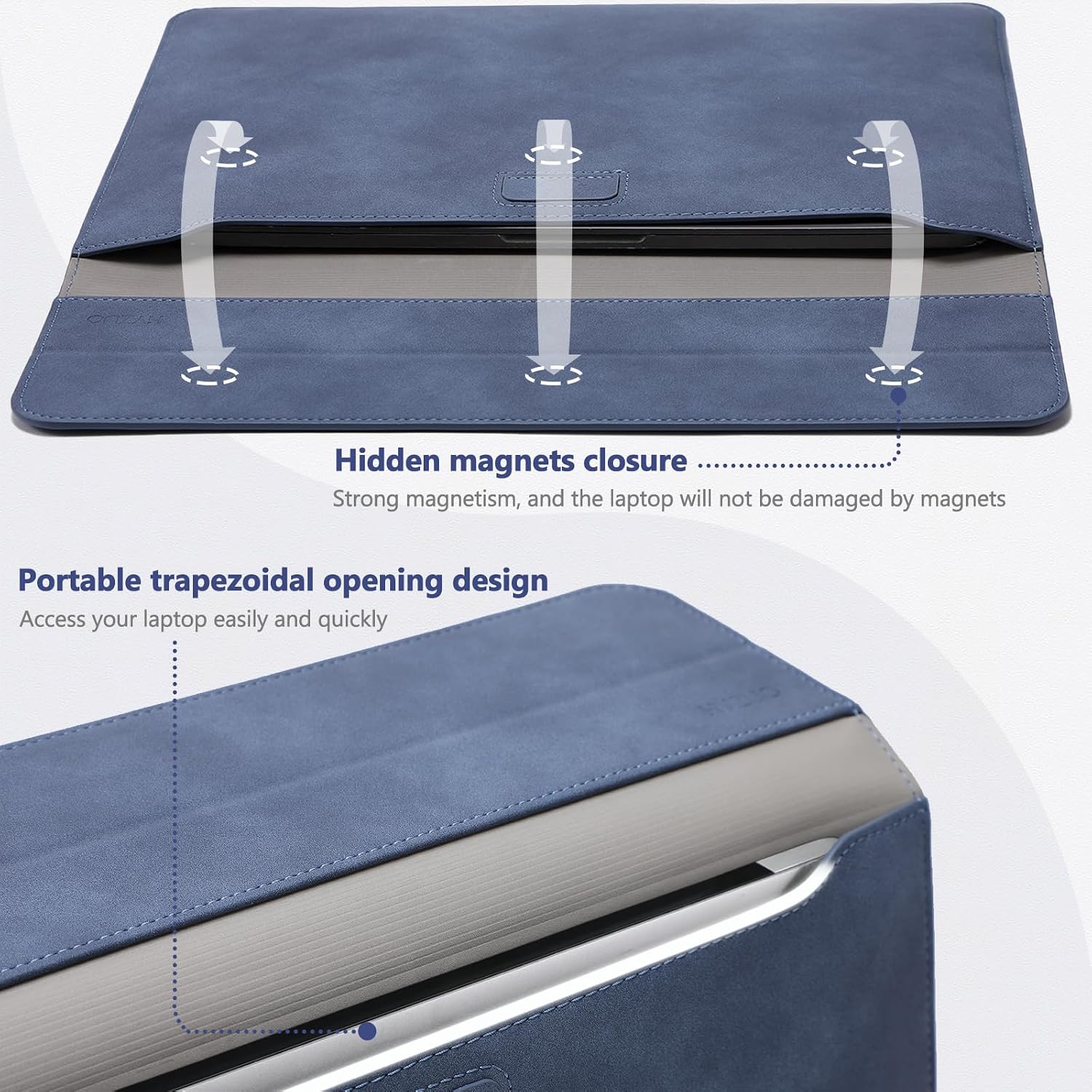 Detalle 2 de HYZUO 13-inch laptop case sleeve with stand (navi blue) for MacBook Air/Pro, iPad & more