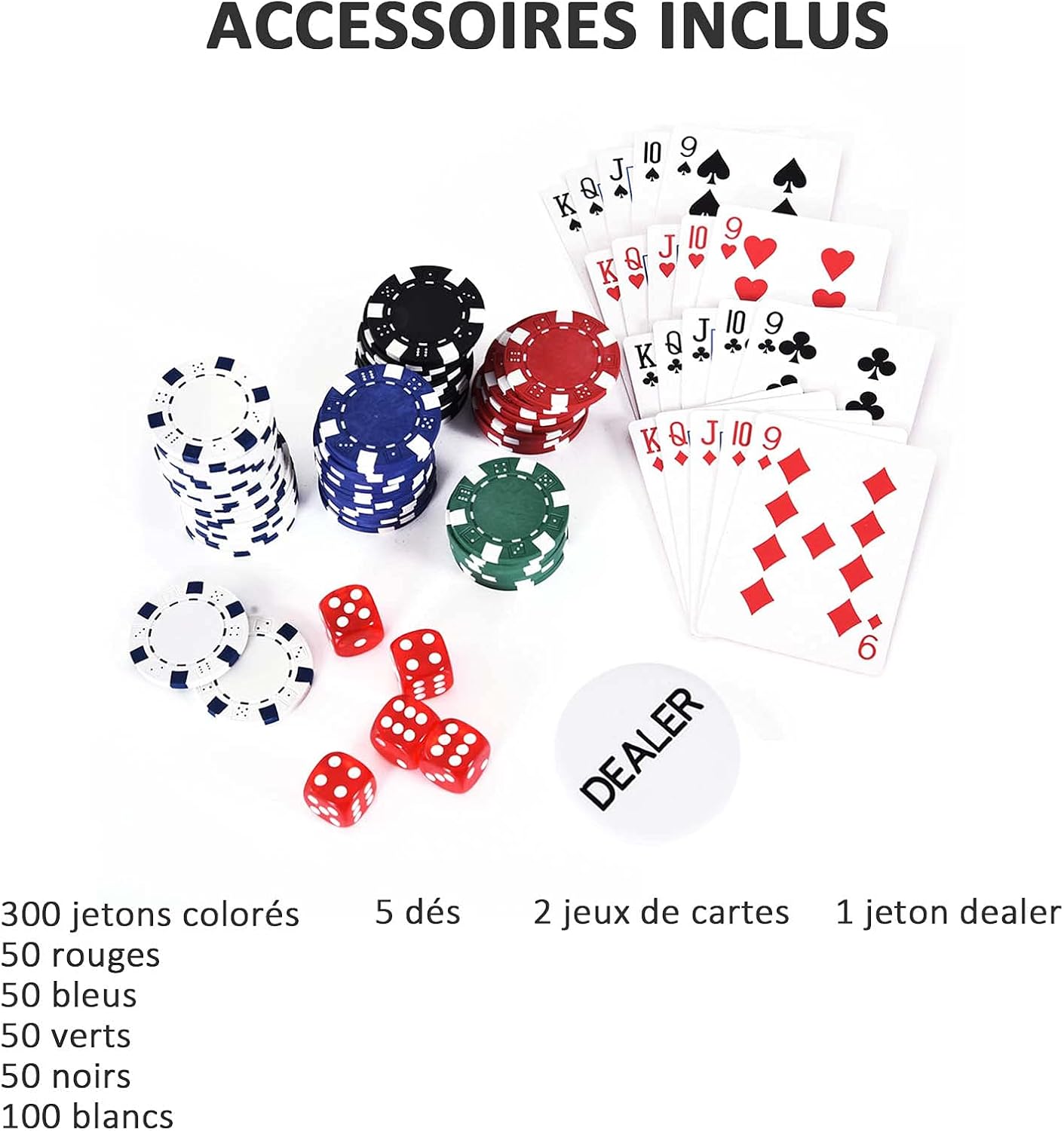 Thumbnail 3 de HOMCOM Mallette de Poker Coffret complet avec 300 jetons et 2 jeux de cartes – Aluminium robuste