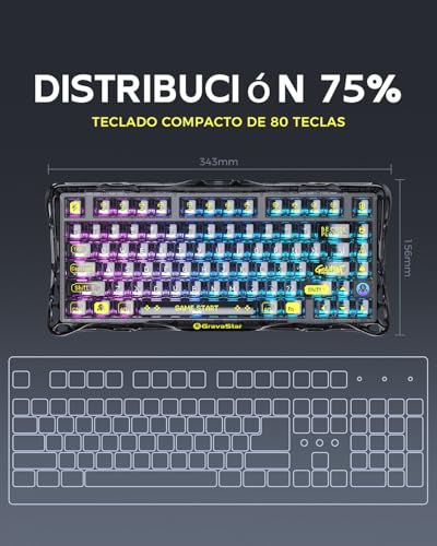 Detalle 2 de GravaStar Mercury K1 Lite Teclado Mecánico Gaming 75%