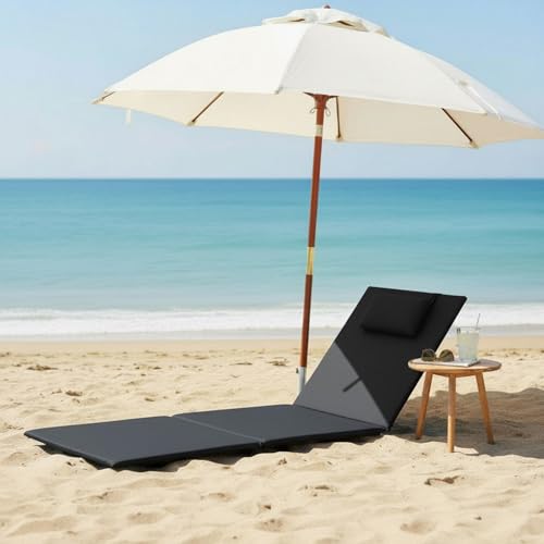 Detalle de Spetebo Strandmatte 2er Set 145 x 48 cm mit verstellbarer Lehne, dunkelgrau
