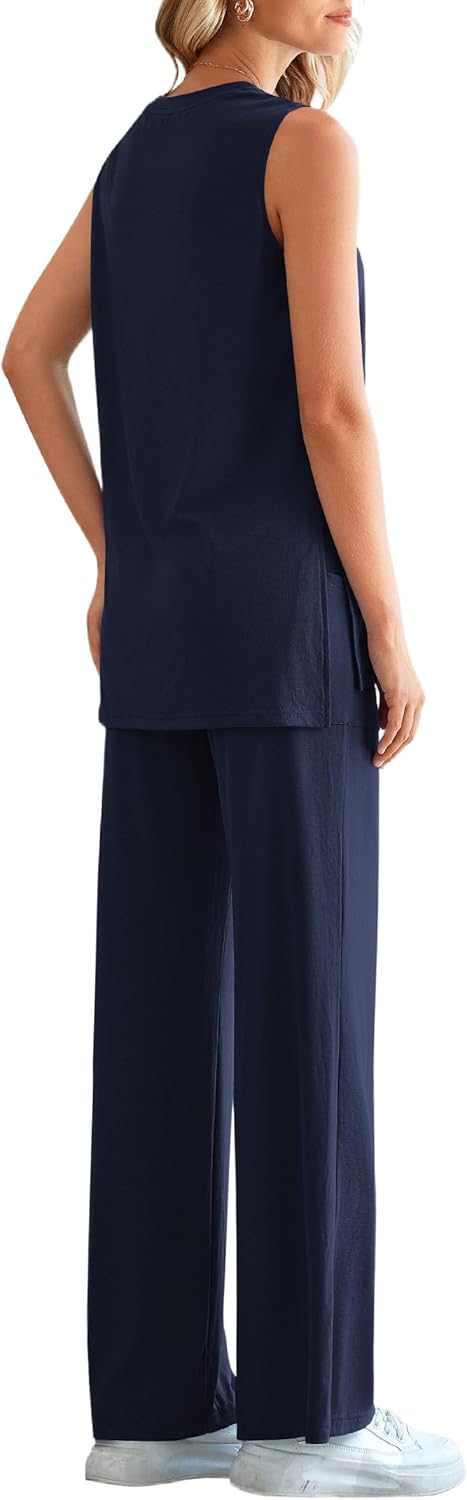 Thumbnail 5 de PRETTYGARDEN 2-Piece Women’s Lounge Set (Tank Top & High-Waisted Wide-Leg Pants)