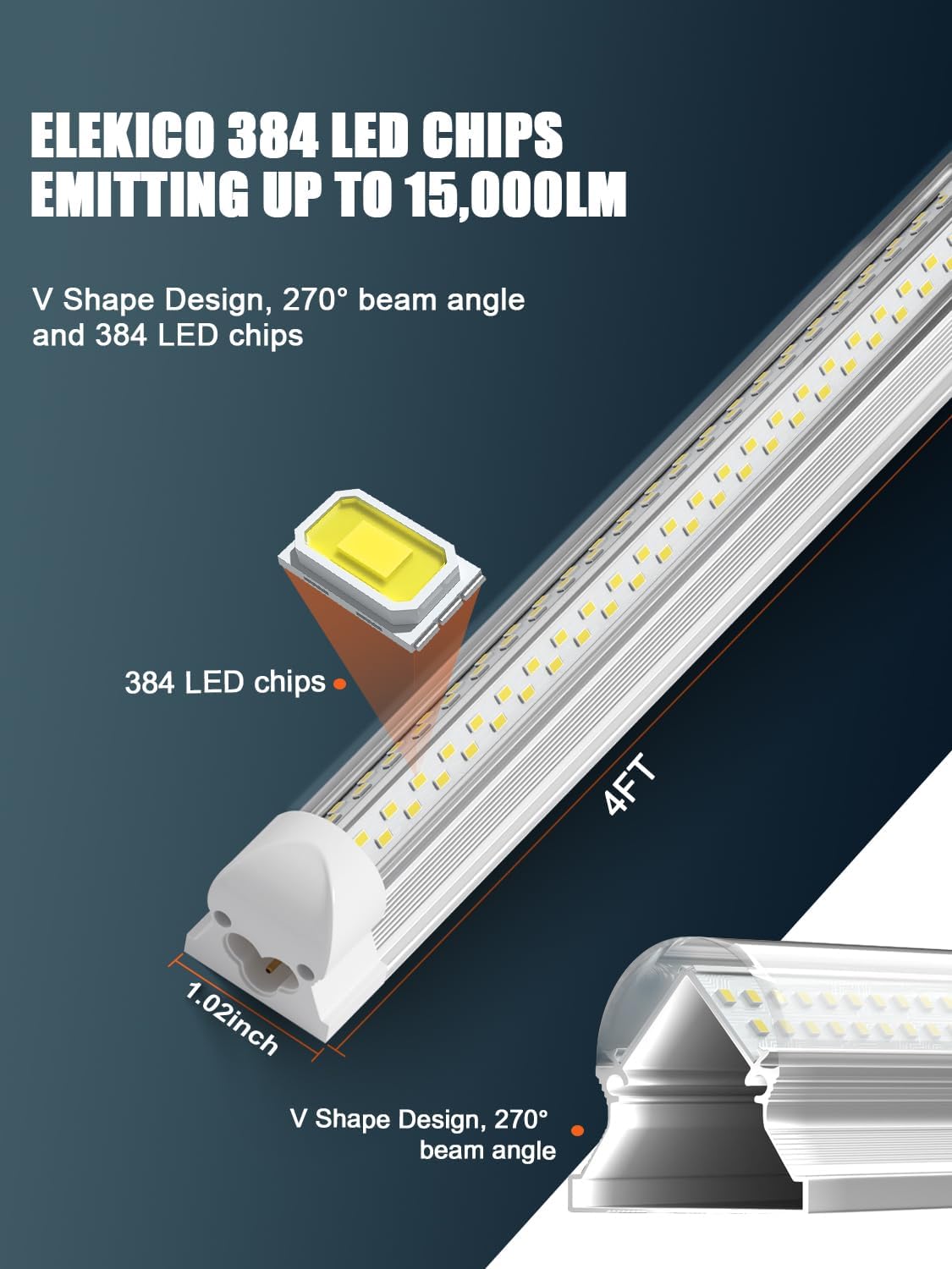 Detalle de ELEKICO LED Shop Light, 4-Foot