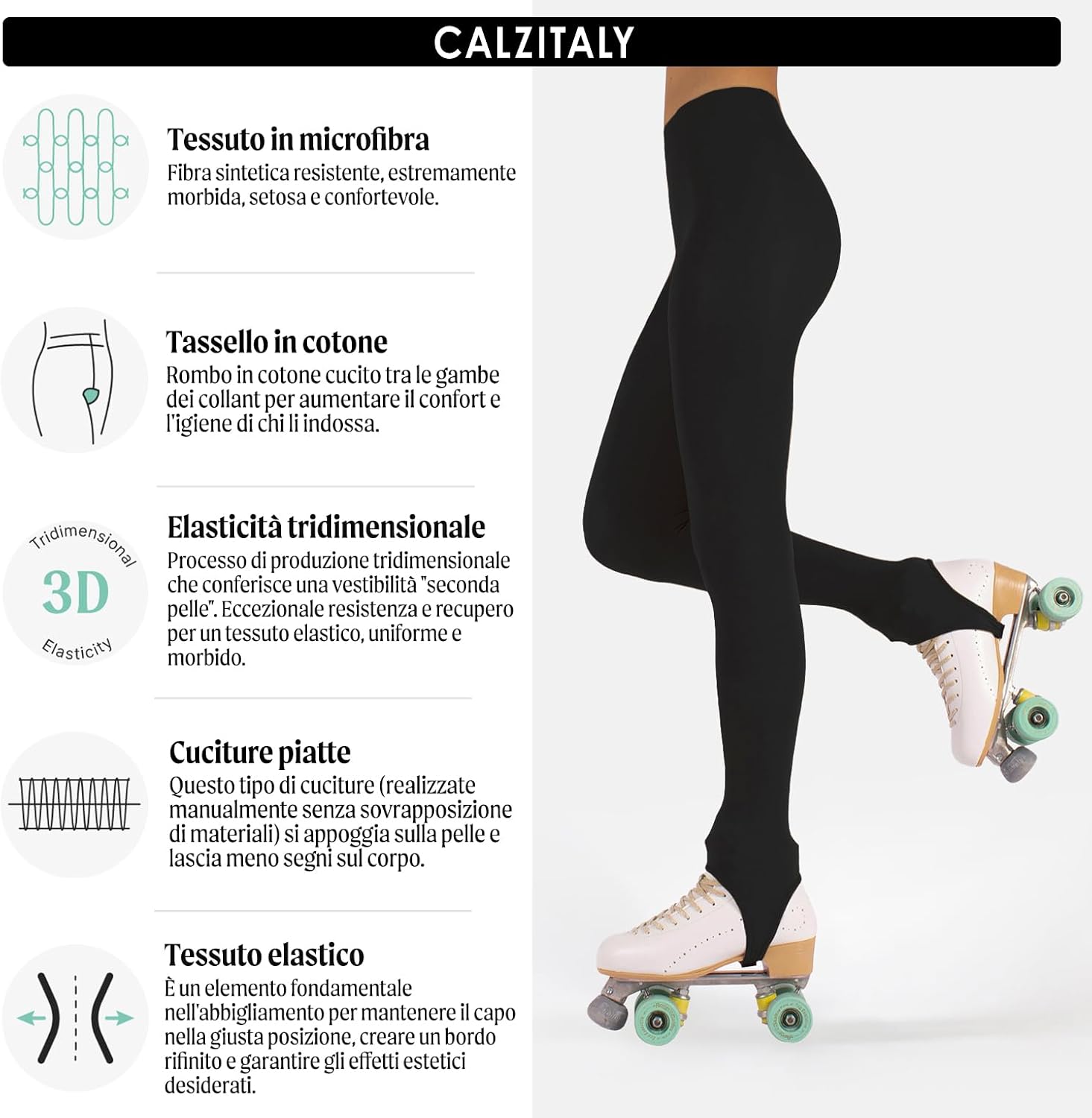 Thumbnail 1 de CALZITALY Collant Skating Staffa – Calze Pattinaggio Donna 70 DEN con Staffa