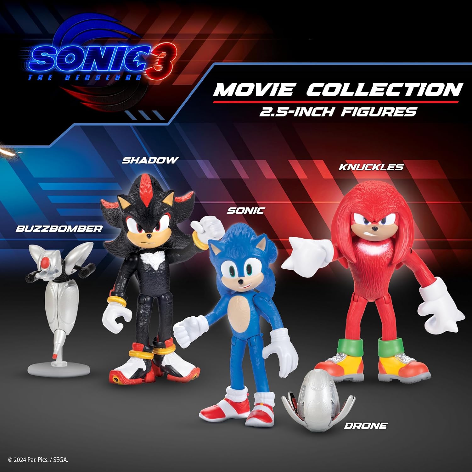 Detalle de Sonic 3 Movie Action Figures 2.5-Inch Multi-Pack