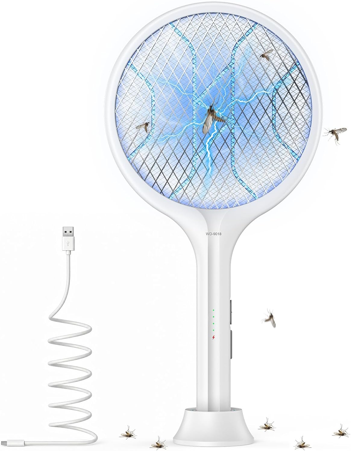 Detalle de Toolviann Electric Fly Swatter 4000V: 2-in-1 Mosquito Killer with 1800mAh Battery