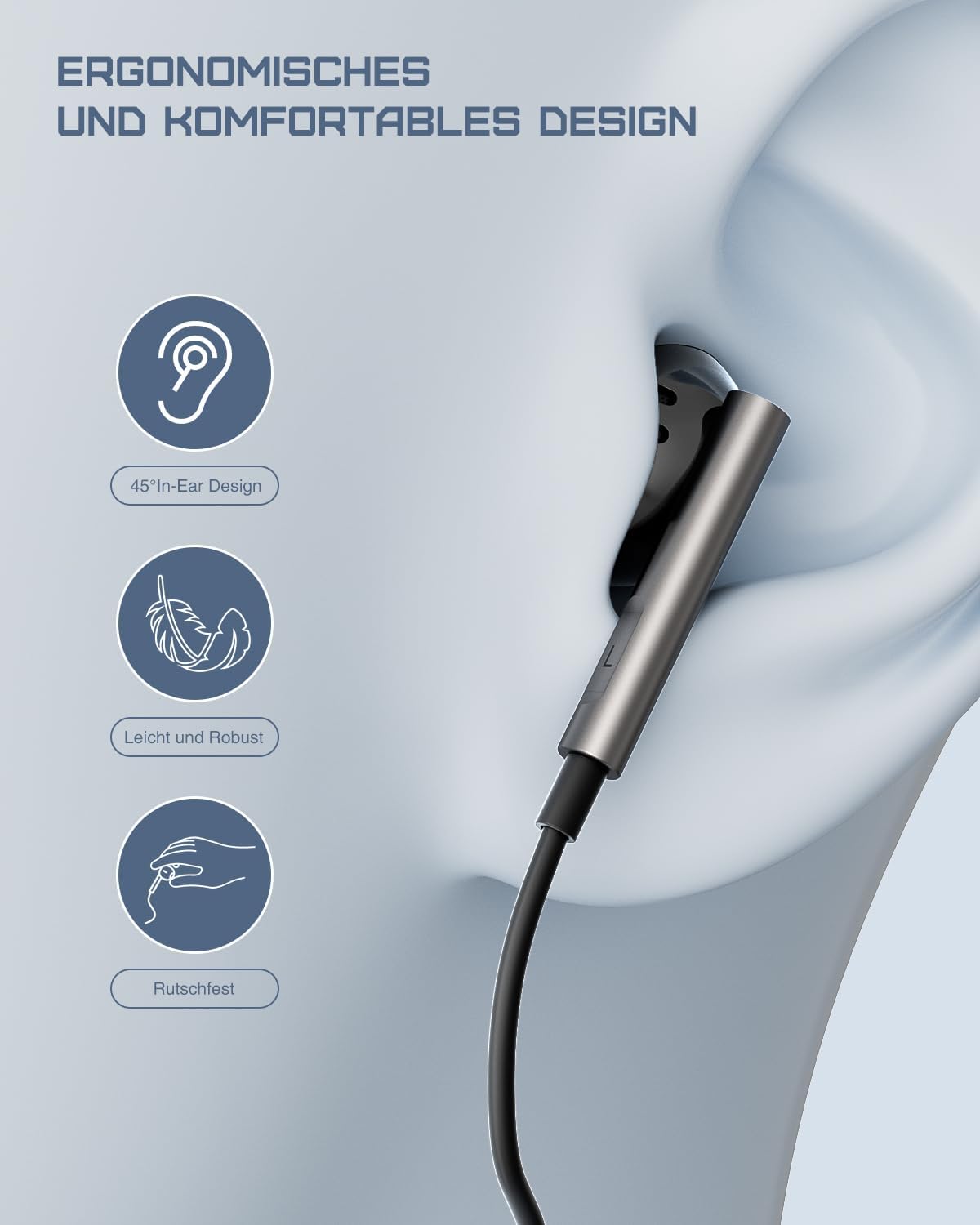 Detalle 2 de Kopfhörer USB‑C für Samsung & Co. – Hi‑Fi Stereo, Mikrofon, DAC‑Chip