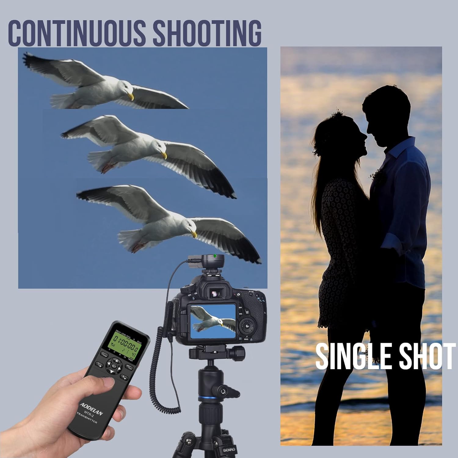 Thumbnail 5 de AODELAN Wireless & Wired Remote for Nikon Z5, Z6, Z7, D5600, D750 and More – Camera Timer Shutter Release