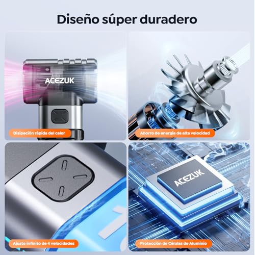 Thumbnail 4 de Soplador de Polvo Eléctrico 250000RPM,4 Velocidades Recargable Aire Comprimido Limpieza PC con Batteria10500mAh, Soplador Aire Comprimido para Laptop, Teclado, Coche