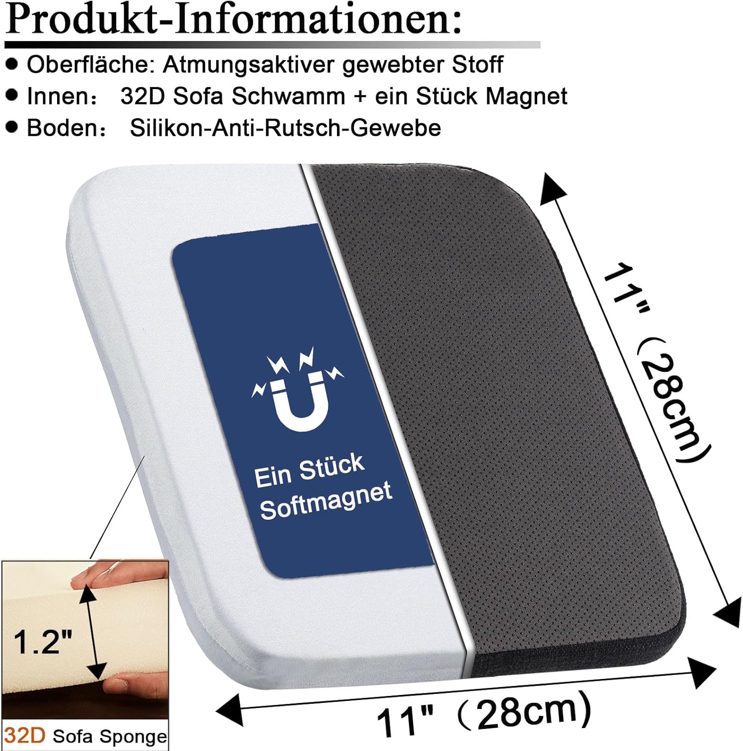 Thumbnail 1 de BUYUE Leinen magnetische Barhocker-Kissen (1 Stück) – anti-rutsch, atmungsaktiv, stapelbar für Metallhocker