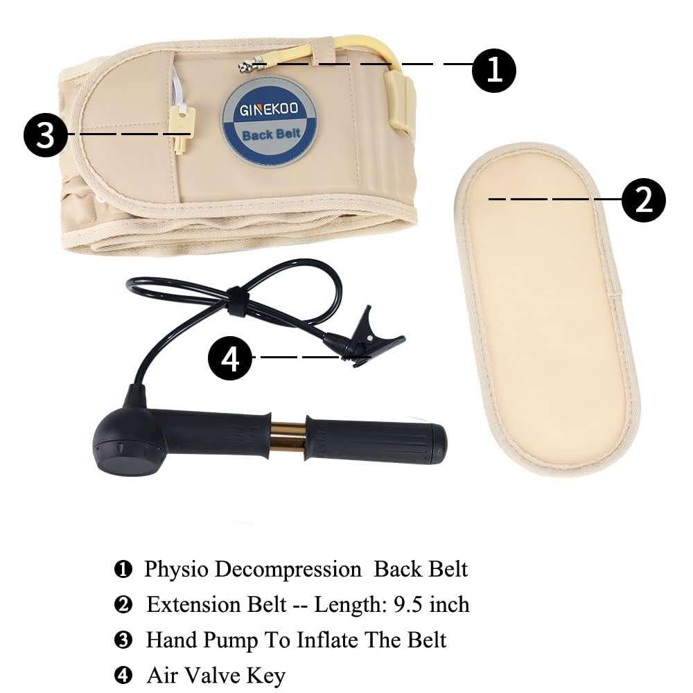 Detalle 2 de GINEKOO DHB-001 Inflatable Lumbar Decompression Belt, Beige, Adjustable Fit