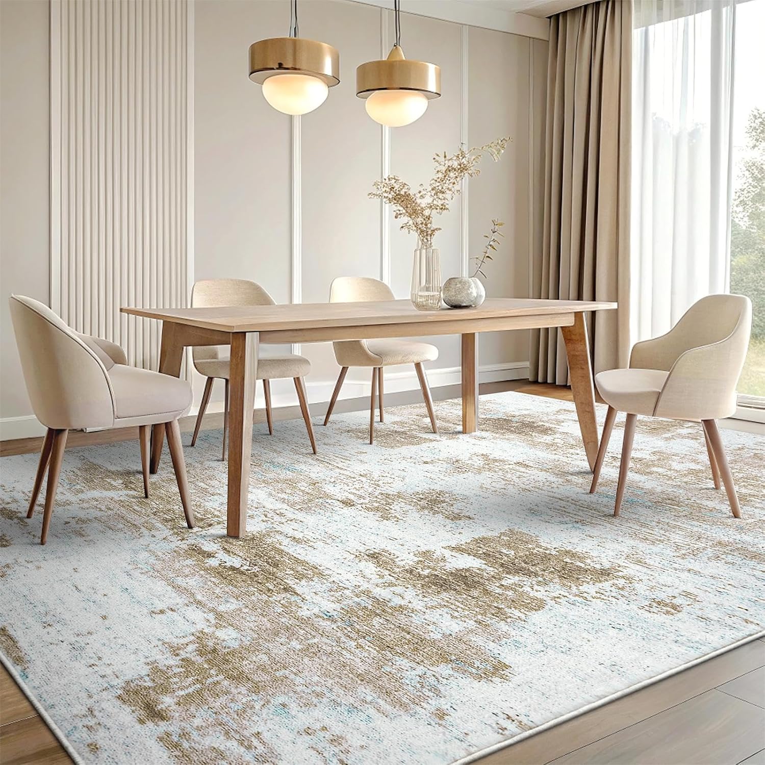 Thumbnail 5 de smiry Modern Abstract Area Rug 160x220cm in Gold