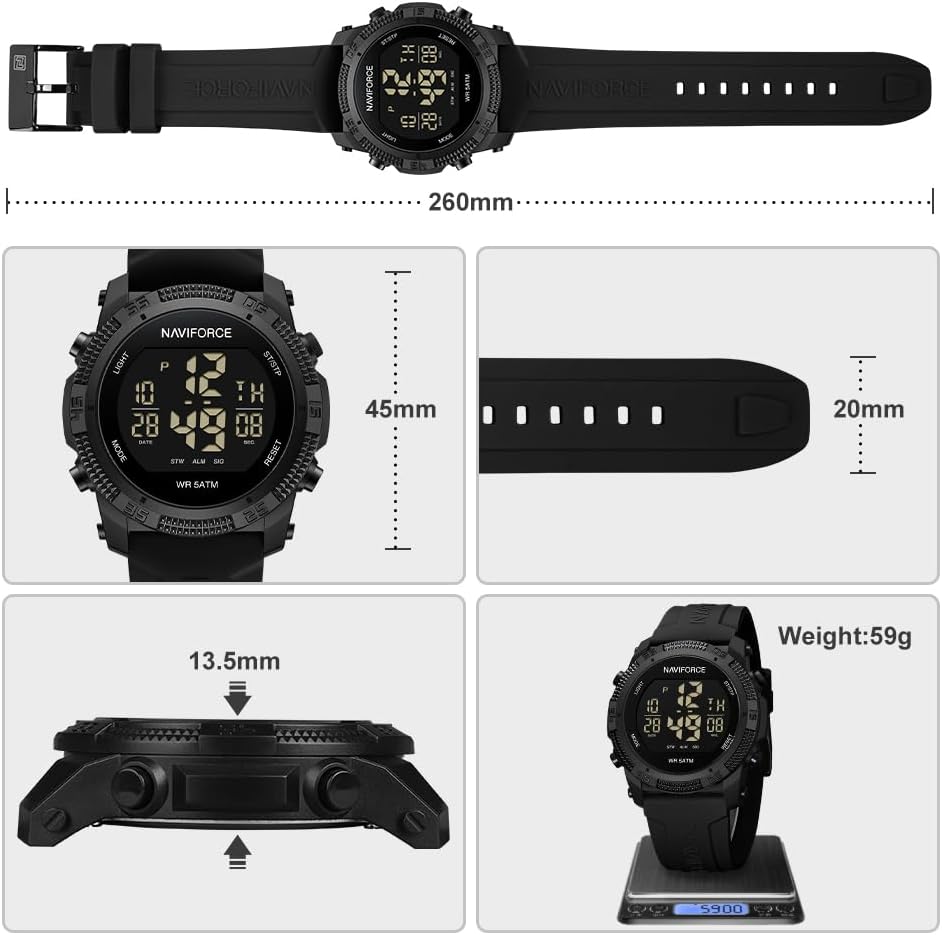 Thumbnail 2 de Naviforce Orologio digitale sportivo impermeabile con cronometro e allarme – cronometro, data e supporto comfort