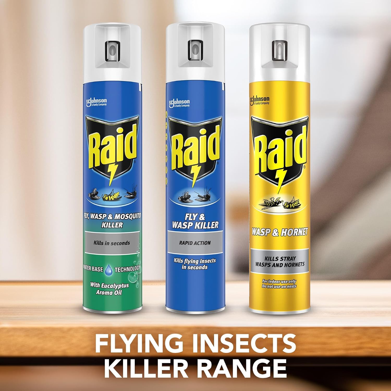 Thumbnail 5 de Raid Fly, Wasp & Mosquito Killer with Eucalyptus Aroma Oil (6 x 300ml) – Indoor Use