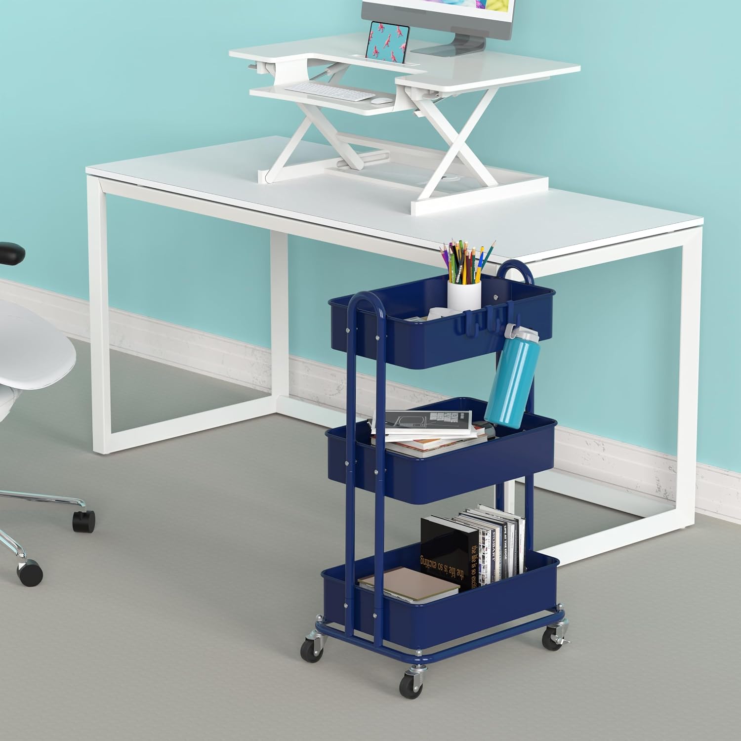 Detalle de Simple Houseware Utility Cart, 3-Tier