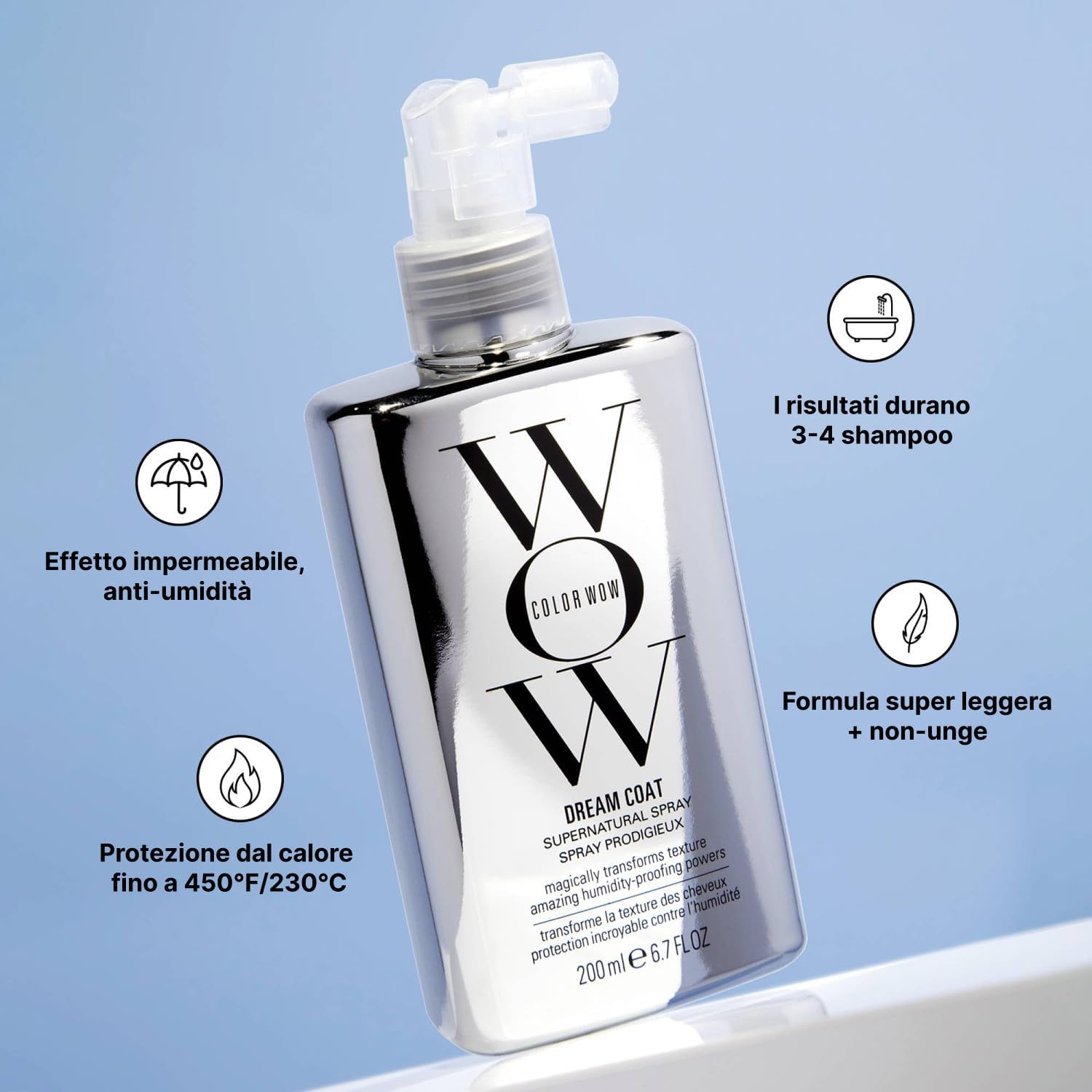 Detalle de COLOR WOW Dream Coat Supernatural Spray 200 ml – Trattamento anti-crespo lisci e lucenti