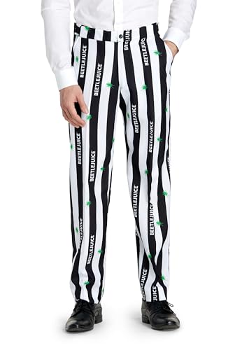 Detalle 2 de OFFSTREAM Beetlejuice Men's Costume Suit, Size S, Striped with Tie