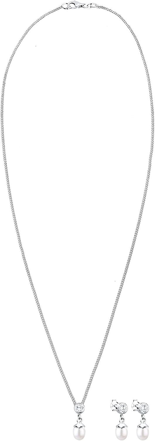 Detalle de Elli Schmuckset Damen Süßwasserperle 925 Silber
