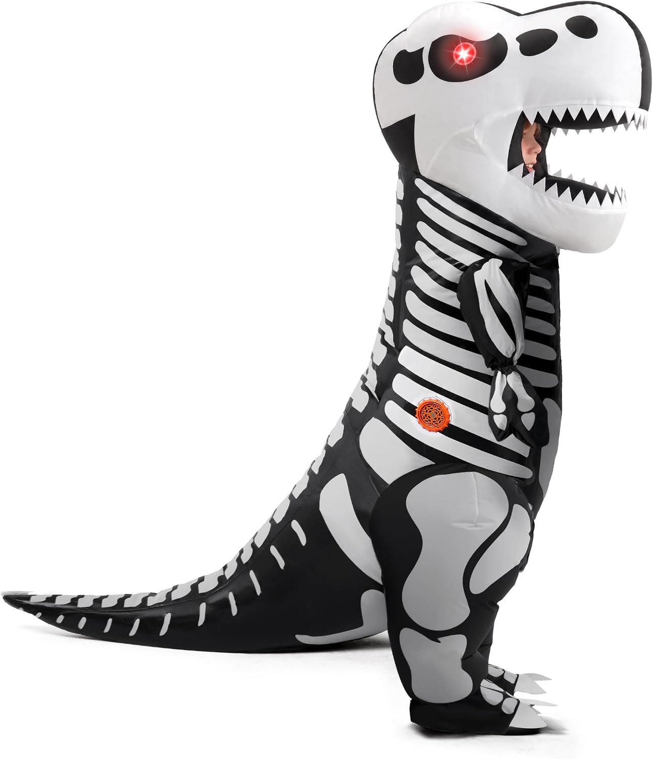 Detalle 2 de Spooktacular Creations Kids Skeleton Dinosaur Inflatable Costume with LED Eyes