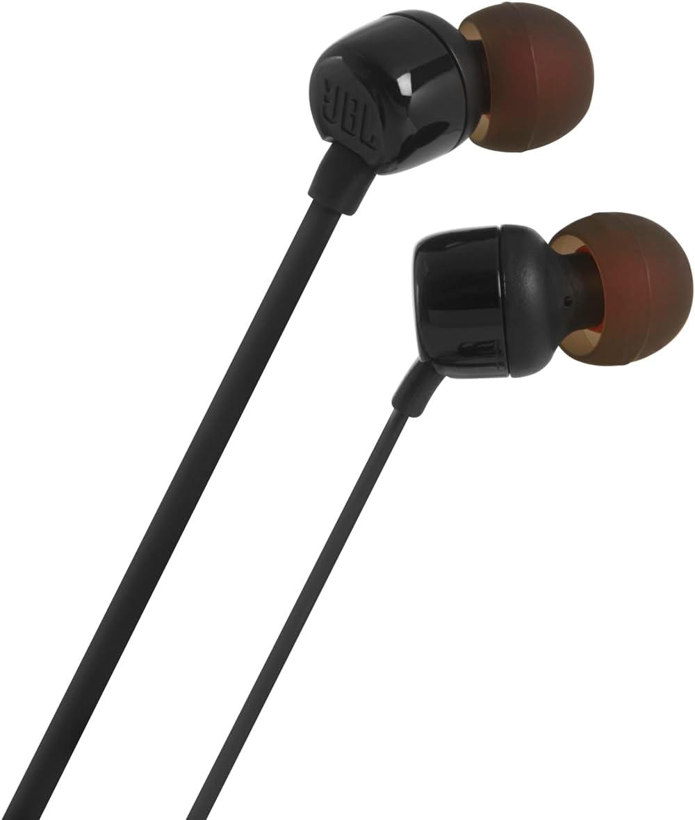 Detalle 1 de JBL Tune 110E JBLT110BLKAME Wired In-Ear Headphones with Pure Bass and Mic