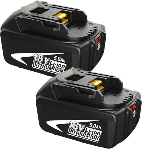 Detalle de 2 Packs 18V 5,0Ah Batería BL1850B para Makita 18V – FUNMALL, LED indicador