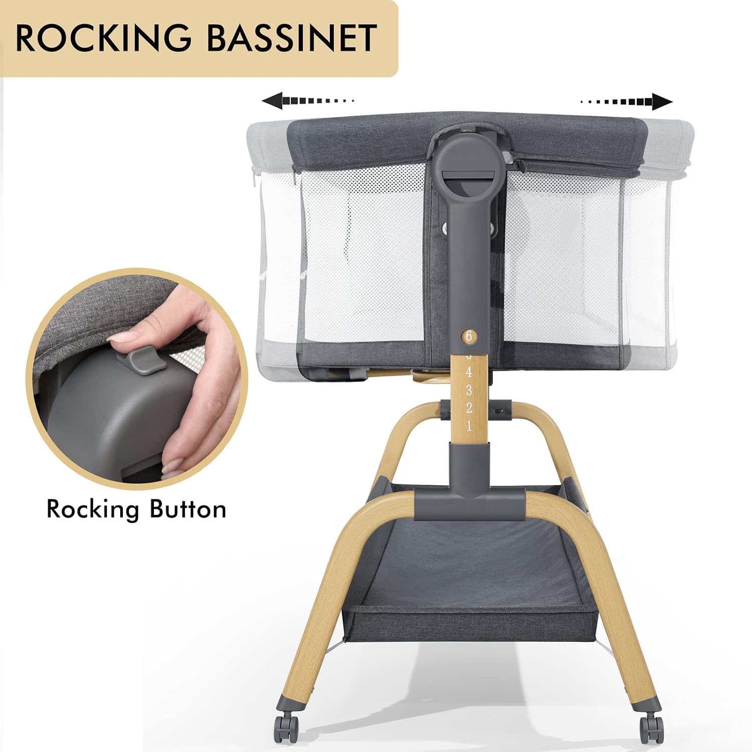 Detalle 2 de Jimglo 3 in 1 Baby Bassinet 6-Height