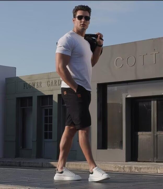 Thumbnail 2 de Tansozer chino korte broek voor heren van katoen en linnen met elastische taille