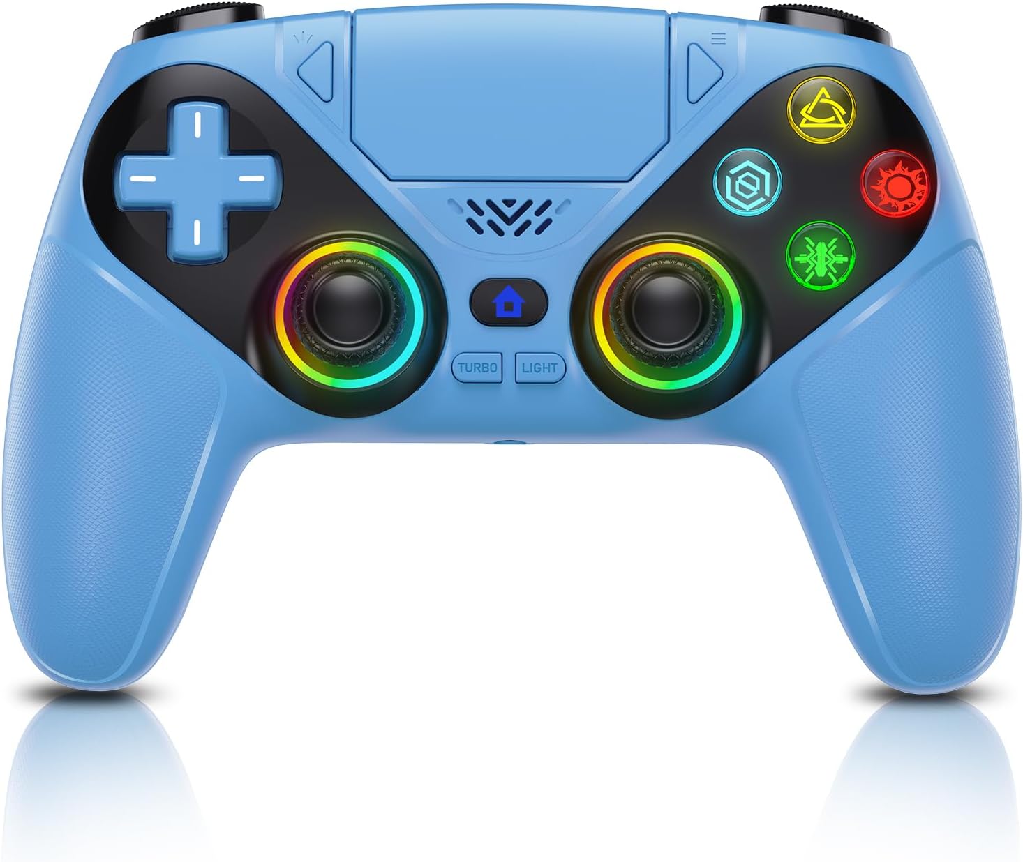Detalle de Gamrombo RGB Wireless Controller for PS5/Pro/Slim & PC with Bluetooth, back buttons, turbo and dual vibration