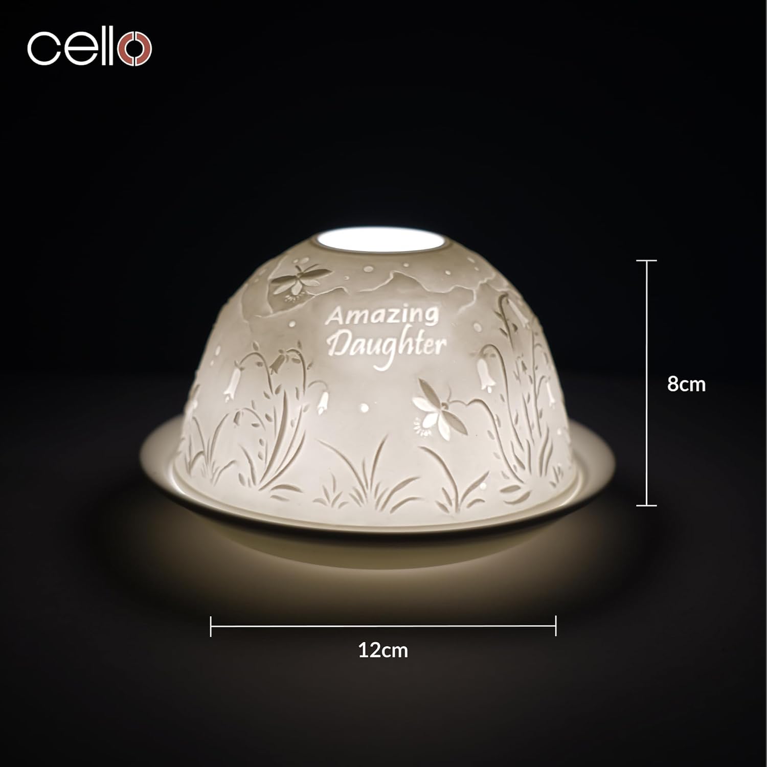 Thumbnail 4 de Cello Cello Porcelain Tealight Holder Dome – “Amazing Daughter” 3D lithophane dome LED tealight warmer