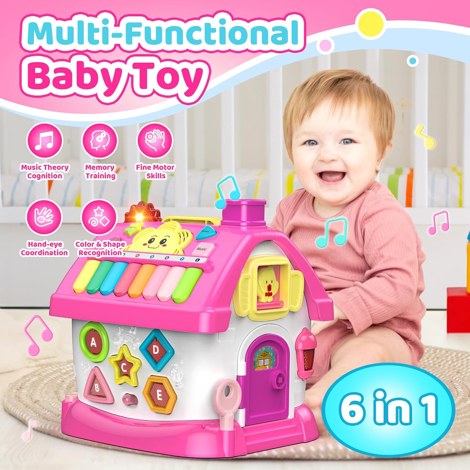 Detalle 2 de Montessori 6-in-1 Activity House for 1–2 Year Old Girls 📼