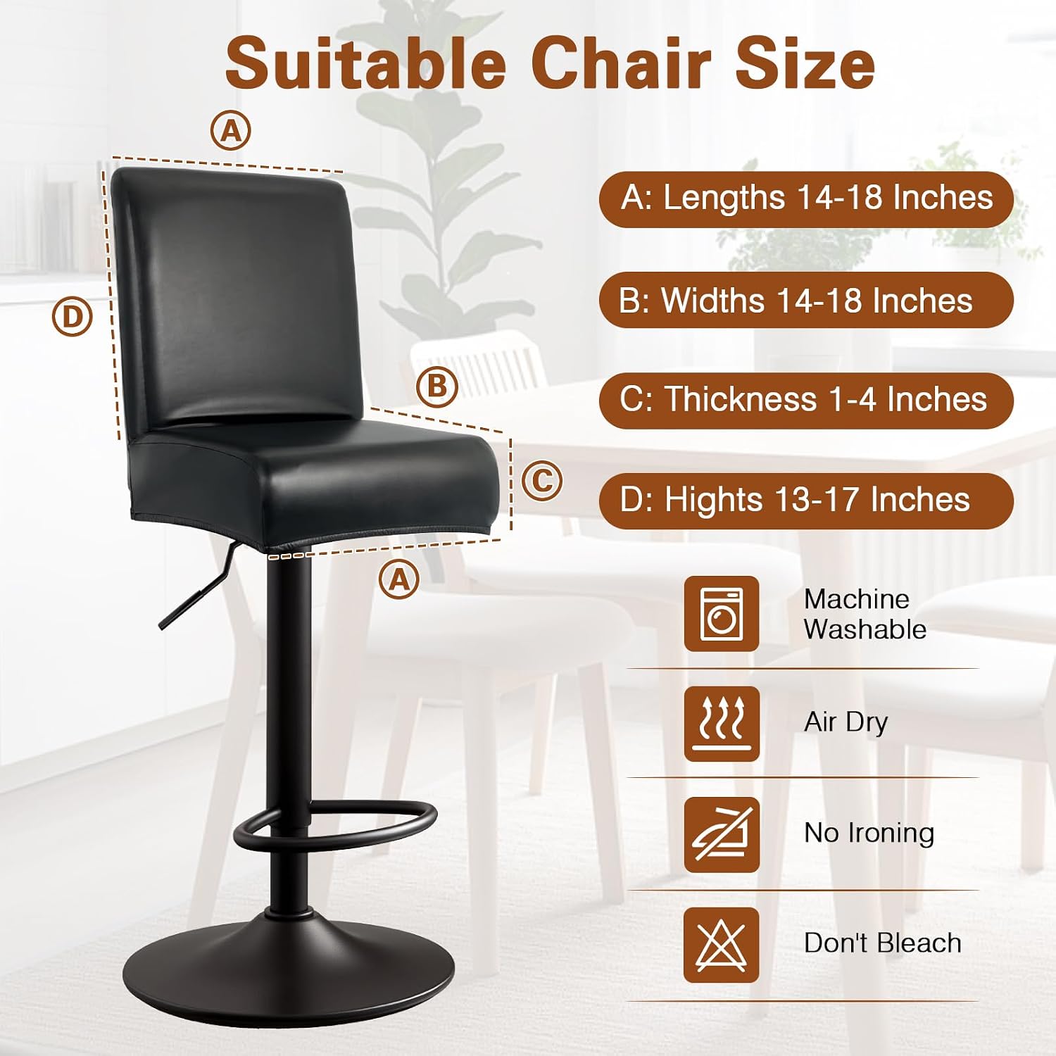 Detalle 2 de WUSOUPU WS Barstool Chair Covers, 6-Pack Washable Waterproof Covers with Backs