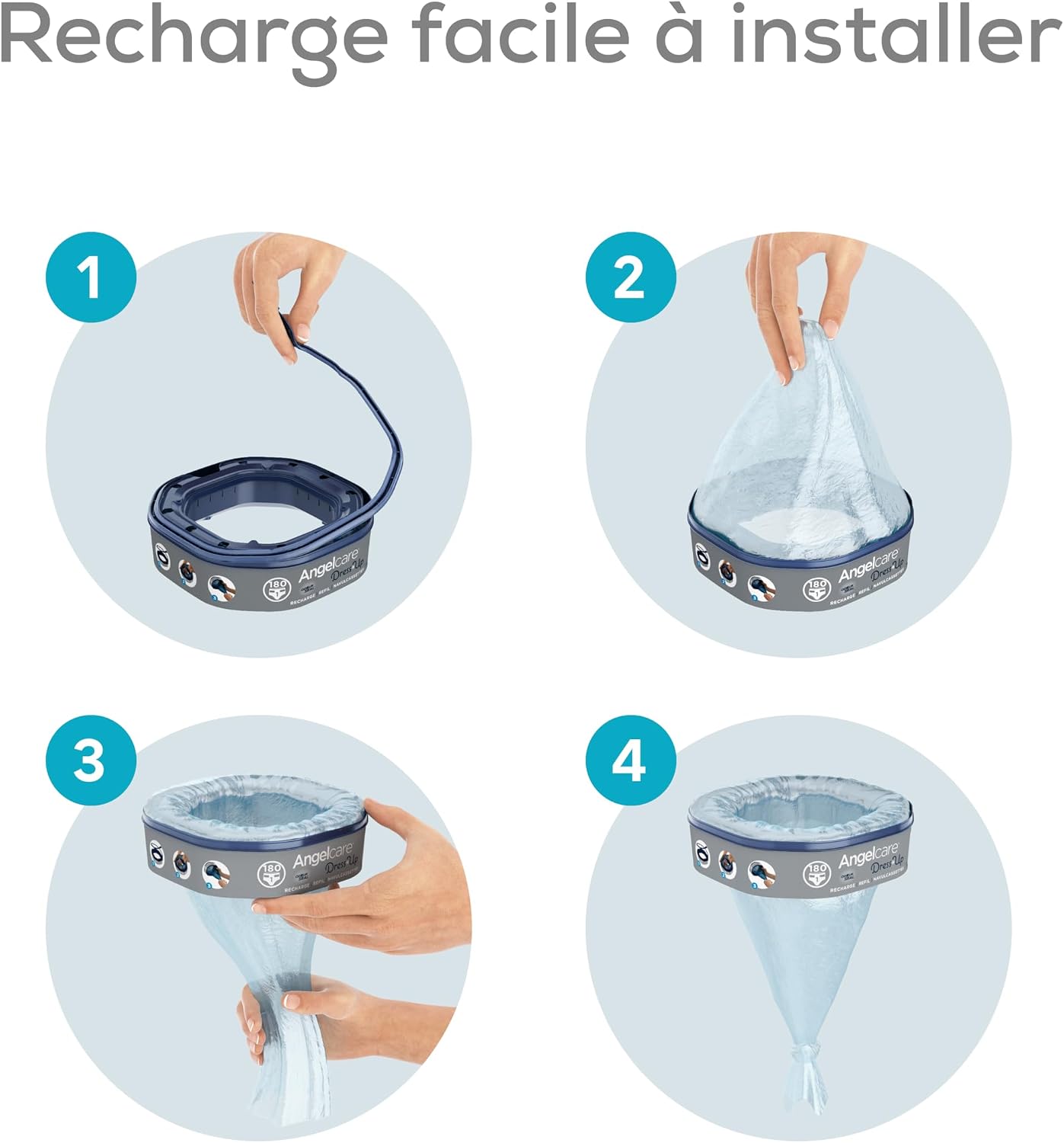 Thumbnail 3 de Angelcare – 3 Recharges Octogonales pour Poubelle à Couches Dress Up, Anti-Odeur, Fabriqué en France